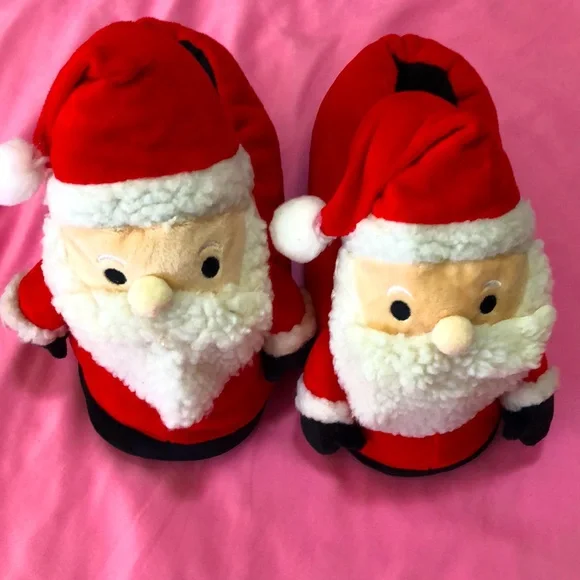 Christmas Santa Claus slippers, size kids m/l, worn once